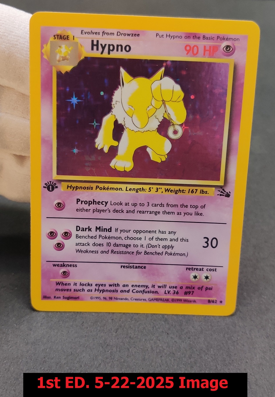 Hypno - 8/62 - Holo Rare - 1st Edition